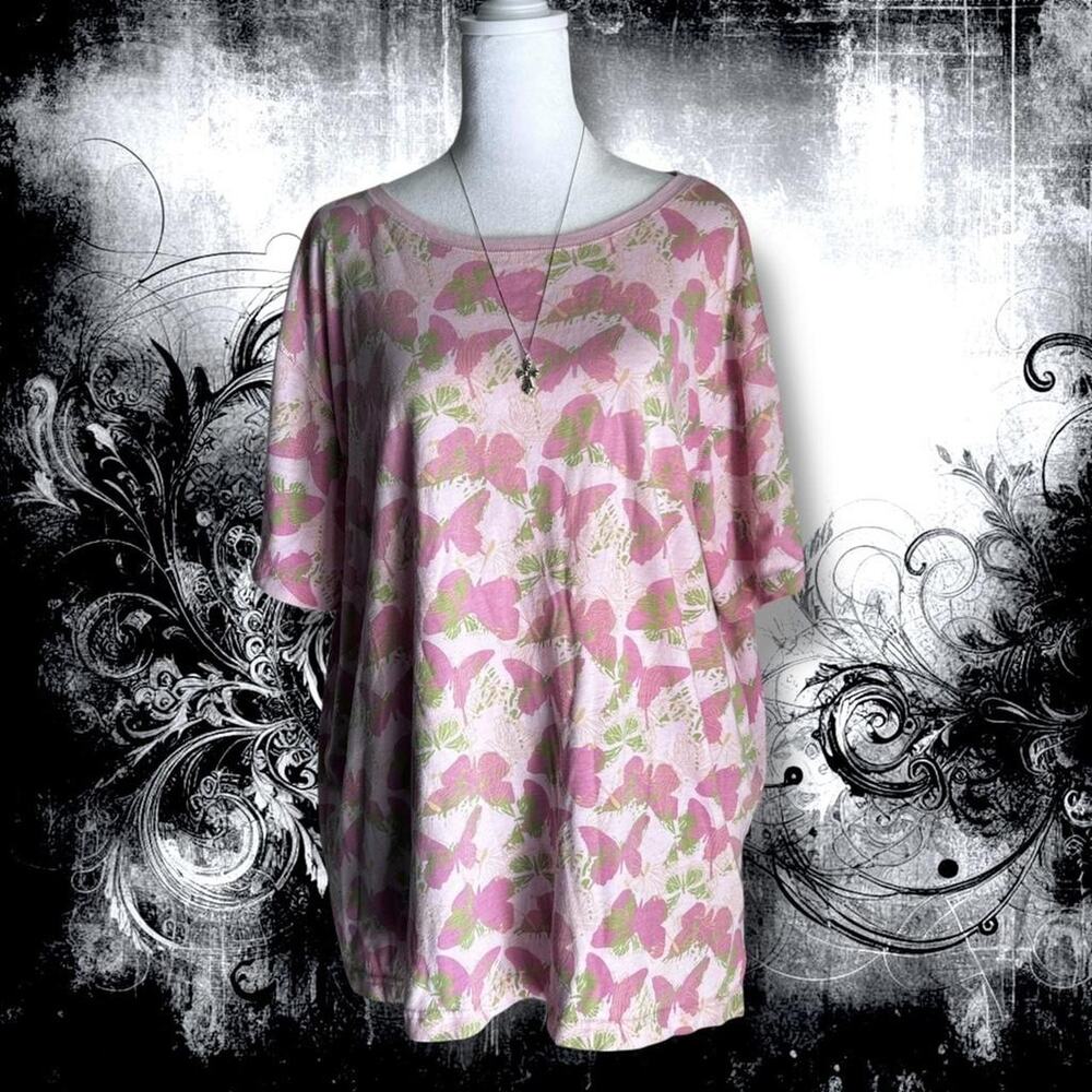 fairy coquette light pastel baby pink butterfly print tee